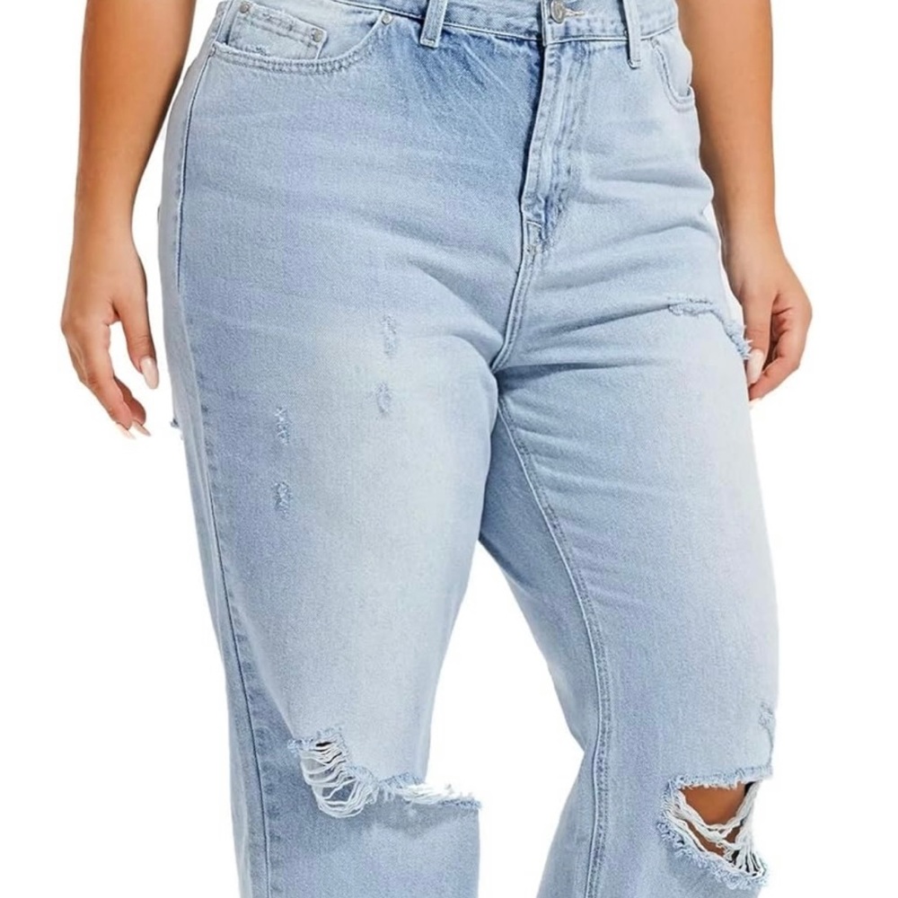 RHODANTHE Women's Plus Size 26 Ripped Stretch Boyfriend Jeans NWT